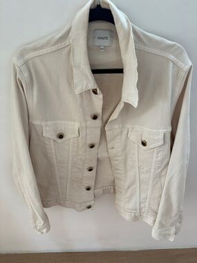 KHAITE Cream Button-Front Denim Jacket